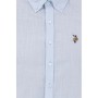 U.S. Polo Assn. Slim Fit Kısa Kollu Mavi Erkek Keten Gömlek 2683456006