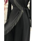 Öz Filizler Kadın Siyah Püsküllü Kırep Elbise