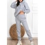 Enjoy Düz Basic Eşofman Takımı Sweatshirt Jogger Gri Oversize Şardonlu Kapüşonlu