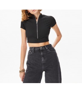 Calvin Klein Jeans Recycled Short Sleeve Zip Up Kadın Siyah T-Shirt J20J220020