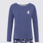 Marks & Spencer Mavi Saf Pamuklu Uzun Kollu Pijama Üst T37004436X