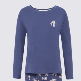 Marks & Spencer Mavi Saf Pamuklu Uzun Kollu Pijama Üst T37004436X