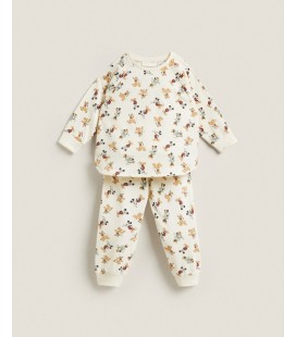 Zara Disney Mıckey Mouse Jersey Bej Pijama Takımı