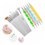 20 Parça Nail Art Tırnak Süsleme Desen Fırça ve Dot Kalem Seti Beyaz