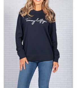Tommy Hilfiger Kadın Taş Detaylı Lacivert Sweatshirt