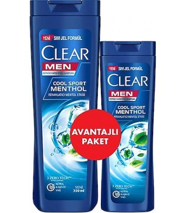 Clear Men Kepeğe Karşı Etkili Şampuan Cool Sport Mentol Etkisi 350 ml + 180 ml Avantajlı Paket