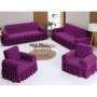 Arlisa 3+3+1+1 Jakarlı Koltuk Örtüsü Takımı Mürdüm - 185 x 230 cm