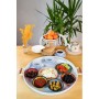 Kitchen Trend 2'Li Ahşap Kulplu 51 Cm Metal Tepsi Ve 37 Cm Beyaz Tepsi Çay Kahve Sunum Tepsisi