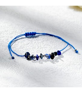 Doğal Kırık Lapis Lazuli Doğal Taşlı İpli Bileklik - Kararmaz Bileklik