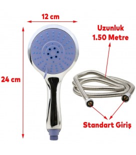 Duş Seti Lüx Banyo Duş Başlığı Seti Telefonu Fiskiyesi Yuvarlak Başlık Metal Hortum