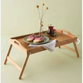 BALSA Bambu Katlanır Ayaklı Tepsi & Keyif Tepsisi & Sunum Tepsisi 50x30cm