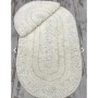Bonny Home Doğal Pamuklu Spagetti Oval Krem 2'li Banyo Paspası Seti Banyo Halısı