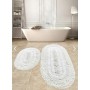 Bonny Home Doğal Pamuklu Spagetti Oval Krem 2'li Banyo Paspası Seti Banyo Halısı