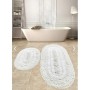 Bonny Home Doğal Pamuklu Spagetti Oval Krem 2'li Banyo Paspası Seti Banyo Halısı