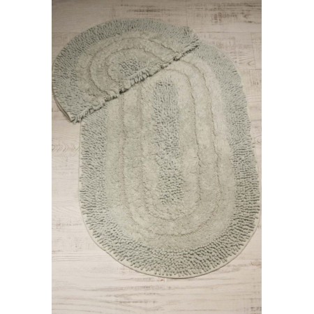 Bonny Home Doğal Pamuklu Spagetti Oval Bej 2'li Banyo Paspası Seti Banyo Halısı
