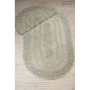 Bonny Home Doğal Pamuklu Spagetti Oval Bej 2'li Banyo Paspası Seti Banyo Halısı