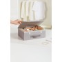 Ocean Home Textile Gri Jüt Kapaklı Dolap Çekmece İçi Takı Çamaşır Katlanır Saklama Kutusu Organizer 30x23x11 cm