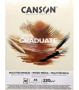Canson Graduate Natural Mix Media A5 220gr 30yp Çok Amaçlı Blok