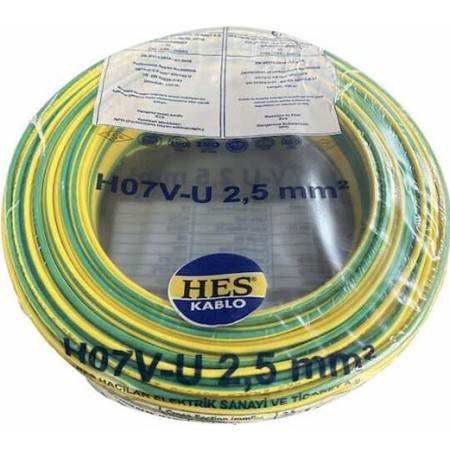 Hes Nya Kablo 2,5 Mm Sarı Yeşil H07v-U 100mt