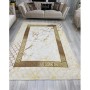 Modela Carpet Gri Sarı Çerçeveli Bakgör Süngerli Halı 100x400