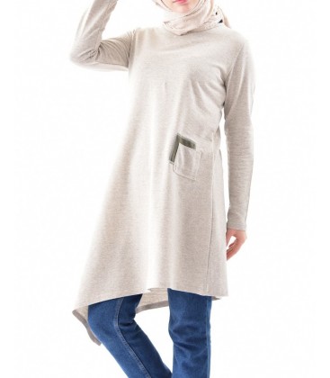 TUBANUR Asymmetric Kadın Bej Tunic 3065-01