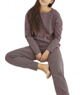 Siyah İnci Desenli Jakarlı Örme Pijama Takım