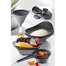 Kitchen Life 4'lü Akordiyon Katlanır Süzgeç Seti - Mutfak Çeyiz Seti