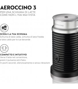 NESPRESSO Aeroccino 3 Süt Köpürtücü 120 ml Kremsi Süt Köpüğü ve 240 ml Sıcak Süt Siyah