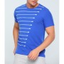 Parlak Tekstil Saks Mavisi Erkek Likralı Bisiklet Yaka Slim Fit T-shirt 1034