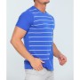 Parlak Tekstil Saks Mavisi Erkek Likralı Bisiklet Yaka Slim Fit T-shirt 1034