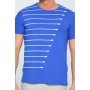 Parlak Tekstil Saks Mavisi Erkek Likralı Bisiklet Yaka Slim Fit T-shirt 1034