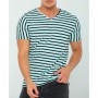 Dirty Blue Mint Erkek Likralı V Yaka Çizgili Slim Fit T-shirt DR-223308