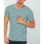 Dirty Blue Mint Erkek Likralı V Yaka Çizgili Slim Fit T-shirt DR-223308