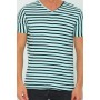 Dirty Blue Mint Erkek Likralı V Yaka Çizgili Slim Fit T-shirt DR-223308