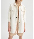 Defacto T4596AZ Çıtçıt Detaylı Relax Fit Gömlek Yaka Kadın Ceket