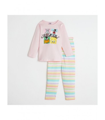 June Kız Çocuk Looney Tunes Lisanslı Penye Pijama Takımı