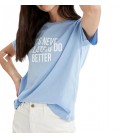 DeFacto Kadın Slogan Baskılı Pamuklu Relax Fit Kısa Kollu Tişört T9170AZ21SP