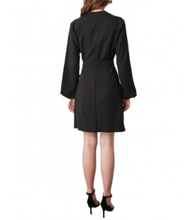 TRENDYOLMİLLA Kadın Siyah Kuşaklı Yaka Detaylı Elbise TWOAW21EL1518