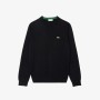 Lacoste AH1985-031 Erkek Standart Fit Uzun Kollu Bisiklet Yaka Siyah Triko