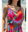 Renkli Örgülü Kruvaze Kadın Elbise 22Y2572