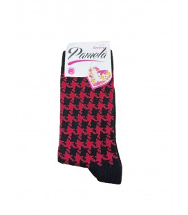 Pamela Kadın Kırmızı Siyah Çorap
