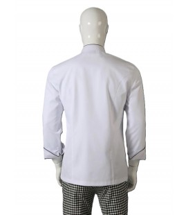 My Chef Şef Ceketi Beyaz Gabardin Biyeli Rana Yaka Erkek Aşçı Kıyafeti