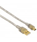 Hama Mini USB 2.0 Kablo, altın kaplama, çift korumalı, 1,80 m, şeffaf 00041533