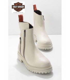 Harley Davidson Beige Leather Kadın Bot & Bootie HD0777003903