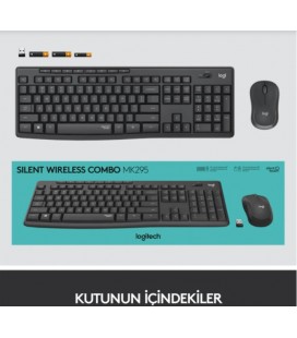 LOGITECH MK295 Sessiz Kablosuz Türkçe Q Klavye Mouse Seti - Siyah