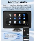 Araç ﻿Kablosuz Carplay ve Android Auto, Taşınabilir 7 İnç Dokunmatik Ekranlı