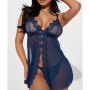 FashıonNova New Lover Lace Babydoll - Navy Takım