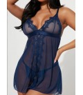 FashıonNova New Lover Lace Babydoll - Navy Takım