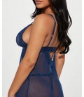 FashıonNova New Lover Lace Babydoll - Navy Takım