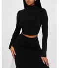 FashıonNova Modern Day Chic Ribbed Skirt Set - Black Etek Takım